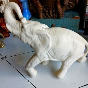 Vintage All White Ceramic Elephant